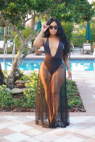 

solid see through swimsuit bikini bottom cover up for women, Blue;gray