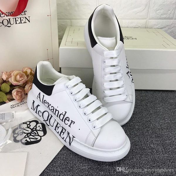 

high version mcqueen small white shoes female 2019 autumn new thick bottom increased men's 3d printing couple casual shoes