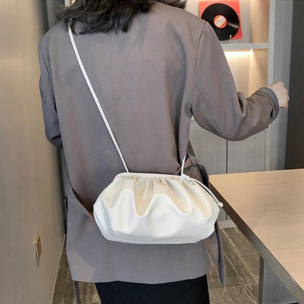 

women messenger handbags pu leather dumplings bag cloud shape shopping crossbody shoulder bags