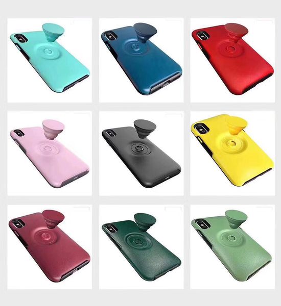 

candy color stand holder case for iphone 11 pro promax simple plain tpu+pc shockproof cover for iphone xs xr back cover hard shell