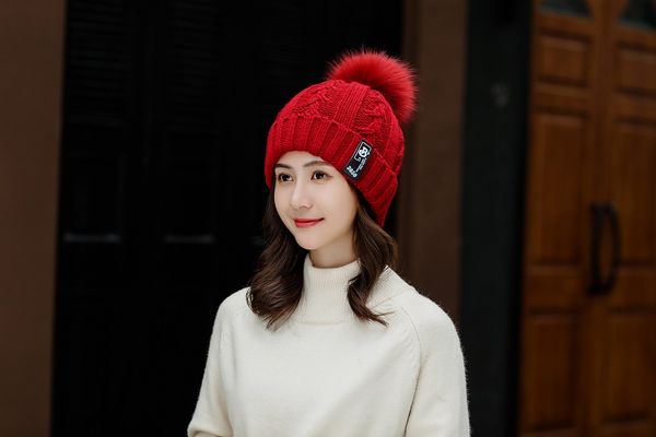 

2019 designer hats woman caps b brand hats lady's knitting hat japan style women's hat scarf suit, Black;white