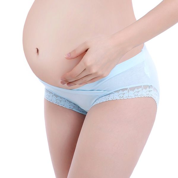 

pregnant women's underpants lace-up low-rise pure cotton women's large size cotton maternity pants seemless maternal briefs summ, White