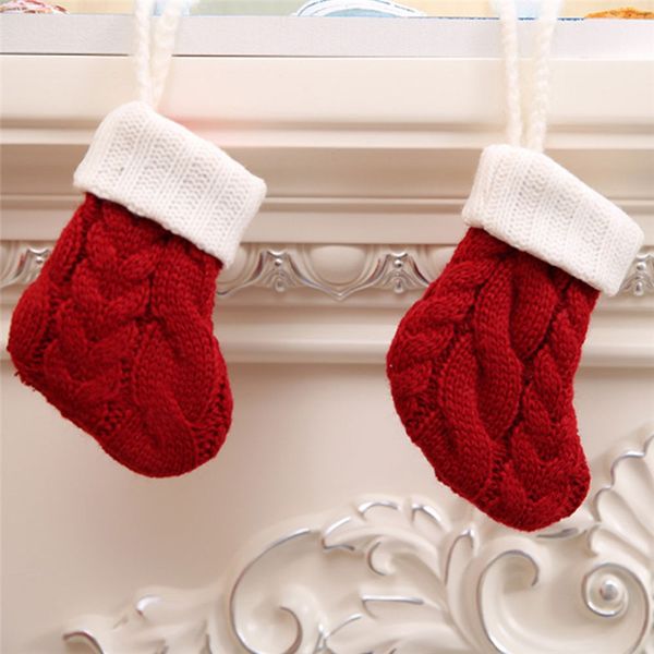 

new fashion christmas knit material socks christmas kitchen supplies cutlery bag cutlery bag set sale
