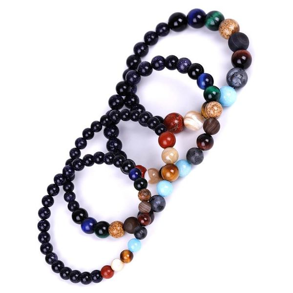 

2020 eight planets bead bracelet men natural stone universe yoga solar chakra bracelet for women men jewelry gifts shipping, Black