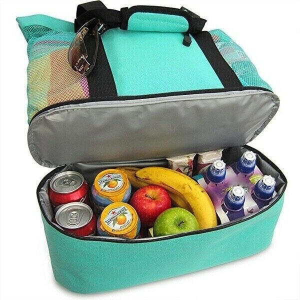 

1pc 2020 handheld lunch bag cooler picnic bag mesh beach tote fruits drink storage bags travelling storage bags, Blue;pink