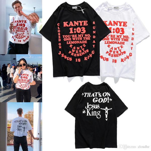 

2020 mens womens t shirts summer i feel like pablo tee short sleeve o-neck t shirt kanye west letter print tees male shirt hip hop, Black;red