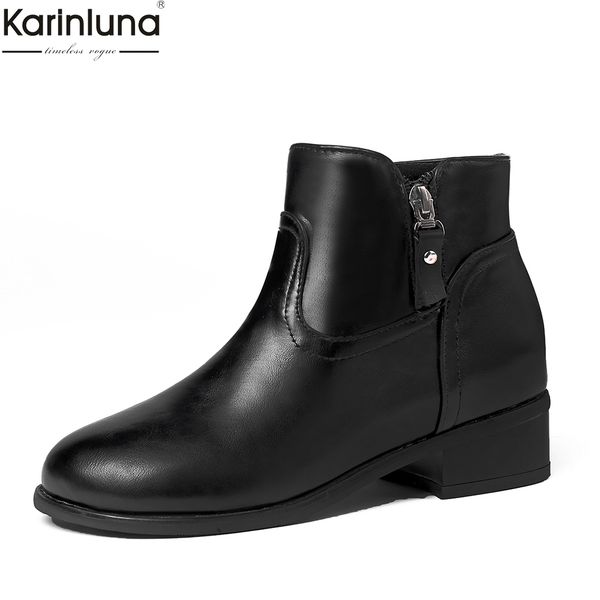 

karinluna new arrivals dropship plus sizes 34-46 fashion women's shoes boots woman winter add plush women ankle boots shoes, Black