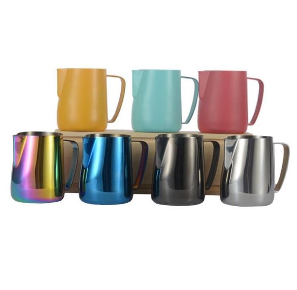 

new stainless steel milk frothing jug thick coffee milk foamer mugs italian latte art jug milk pitcher frother cup 600ml