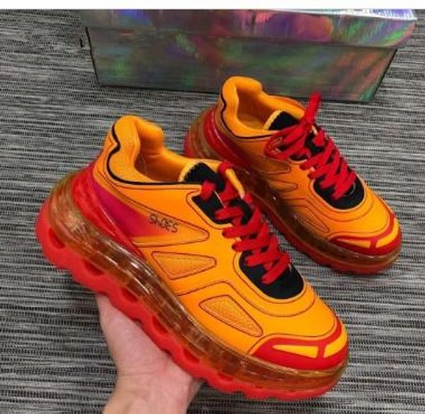 

shoes 53045 2019 air cushion casual sneaker dad shoes non-slip chunky shoes transparent sole breathable sneakers orange, Black