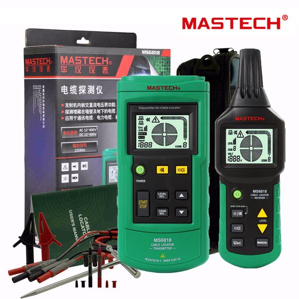 Mastech MS6818 portátil Fio Professional Cable perseguidor da tubulação do metal Locator Detector Tester Linha Rastreador Voltage12 400V ~