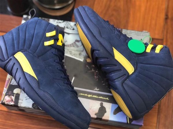 

2018 12 rtr michigan nrg psny 12s men basketball shoes authentic collego navy amarillo bq3180 -407 real carbon fiber sports sneaker with b, Black