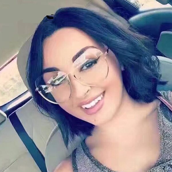 

luxury-brand designer sunglasses semi rimless oversized oval sun glasses for women retro vintage shades metal eyewear, White;black