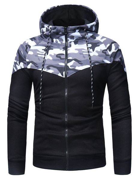 

men sport set camouflage tracksuit male hoodie sport coat for mens, Black