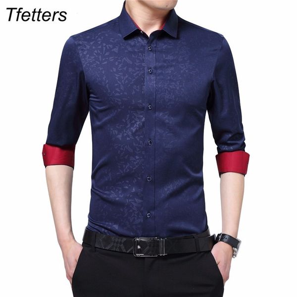 

tfetters plus size male social shirt long sleeved non-iron men flower shirt men's business imported-china, White;black