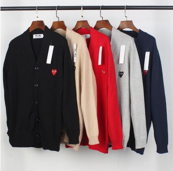 

Italy tide brand play cardigan weat hirt loo e red heart embroidery character hooded hip hop men women weater, Black