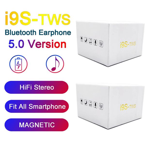 

I9 tw earphone headphone tereo tw earbud for io android phone with charging box wirele bluetooth headphone with package