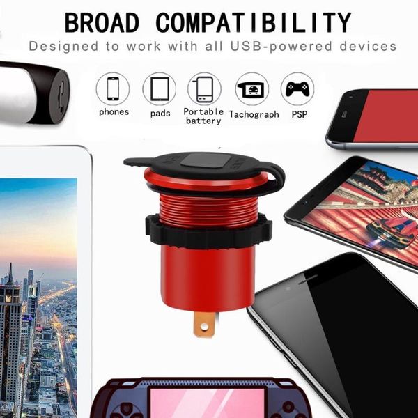 

new zh-750d6 mobile phone charger waterproof cigarette lighter motorcycle charger seat vehicle accessories