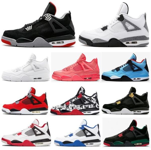 

with box 4 new bred white cement pure money basketball shoes men women 4s tattoo royalty toro bravo sports j4 sneakers