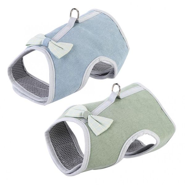 

pet harness chest strap dog puppy vest bowknot design with walking traction rope