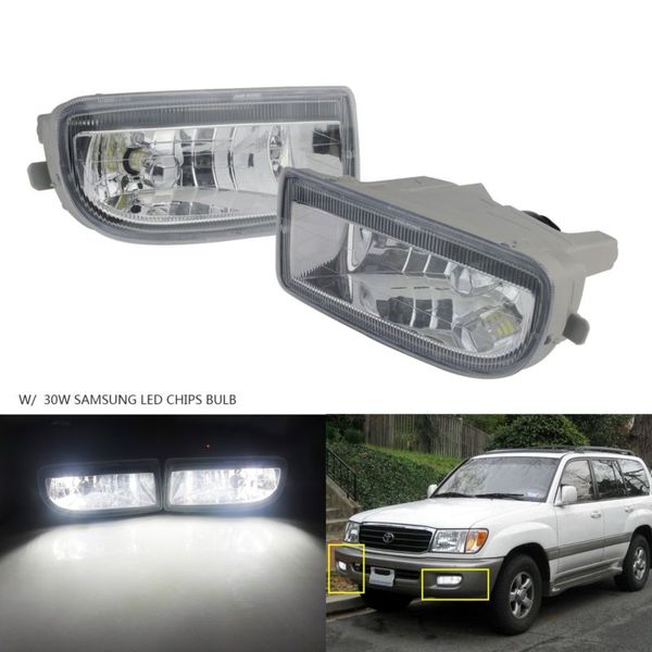 

angrong 1 pair for land cruiser amazon 30w samsung led bulb fog light lamp l&r 1998-07