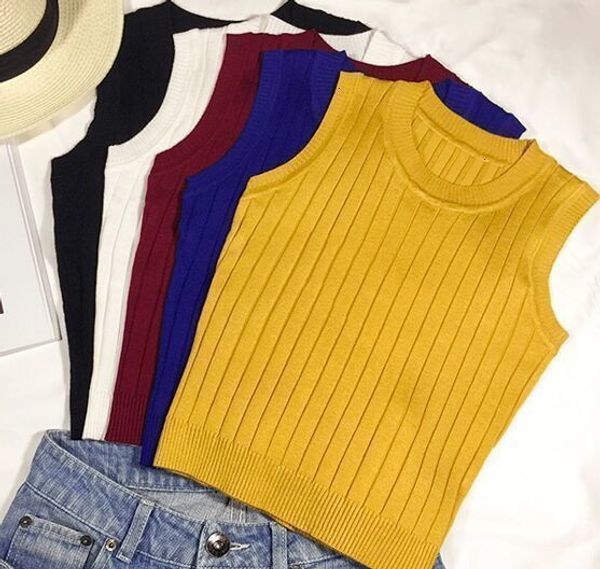 

tank for women crop tank women summer slim knitting cropped tank female knitted camis sleeveless solid t shirts, White