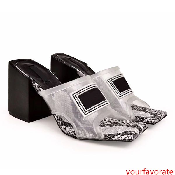 

transparent women sandals high heel mules slides pvc designer slipper genuine leather 6cm / 9 cm ladies designer shoes high heels size 35-42