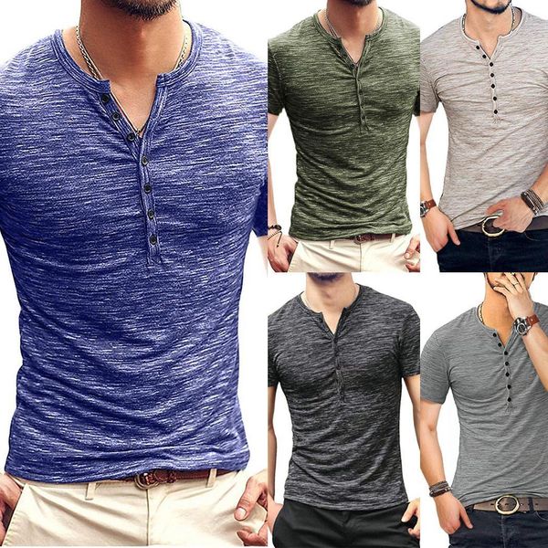 

Мужская повседневная тонкая футболка с коротким рукавом Slub Cotton Basic Fit Топ New Mens Basic