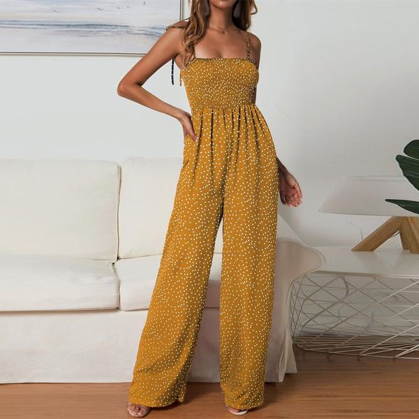 

fashion womens polka dot wide leg jumpsuit casual rompers evening party playsuit, Black;white