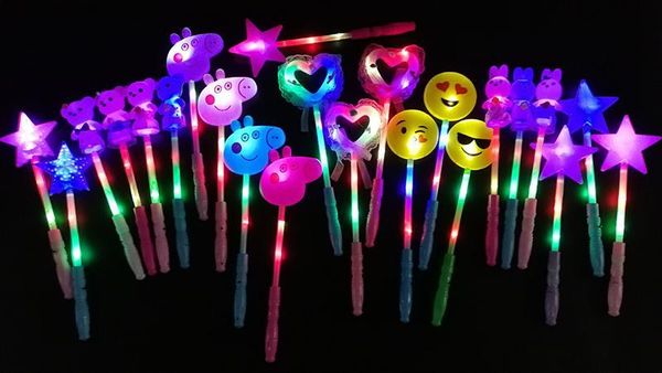 LED lampeggianti bastoncini luminosi rosa brillante stella cuore bacchette magiche attività notturne per feste Concerti carnevali Oggetti di scena compleanno Bomboniere giocattoli per bambini