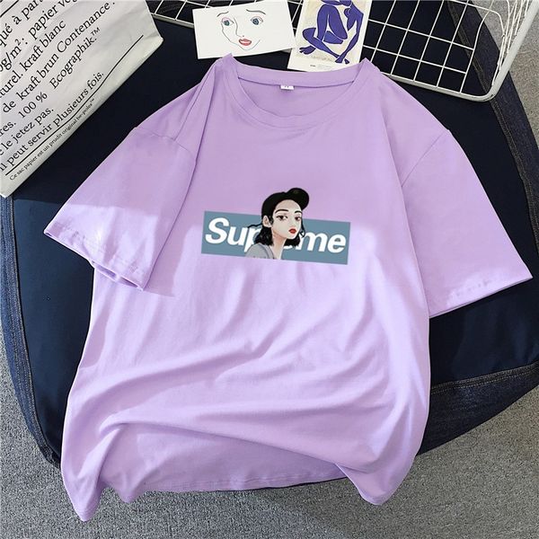 

голова портрет письмо t- пуловер с коротким рукавом футболка женская рыхлый круглый воротник пуловеры база рубашка верх, White