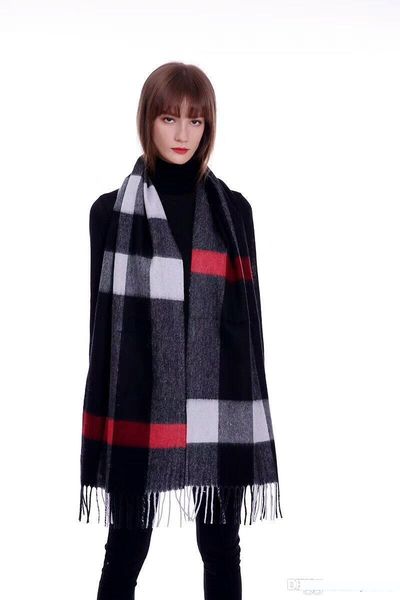 

100% cashmere scarf high-end cashmere l scarf classic brand large plaid print fashion scarf for men and women, Blue;gray