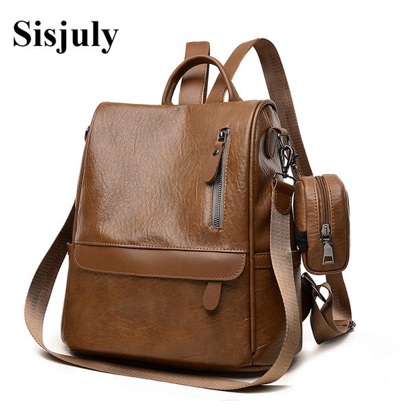 

sisjuly new fashion designer backpacks women leather backpack school bags for girls multifunction backpack with purses sac a dos