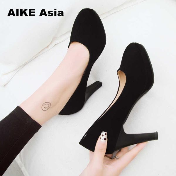 

2019 new woman pumps autumn thick heel shoes ol high-heeled shoes female the trend of ultra high heels female shoes, Black