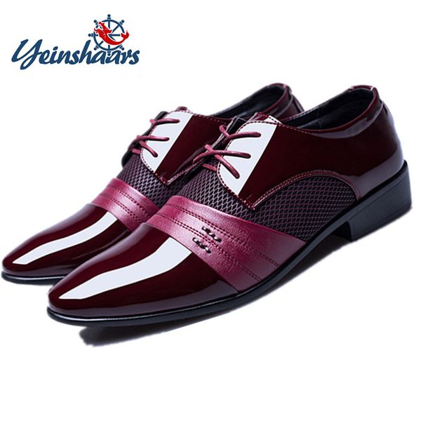 

yeinshaars men formal shoes men oxford leather dress shoes fashion business pointed wedding big size 38-48, Black