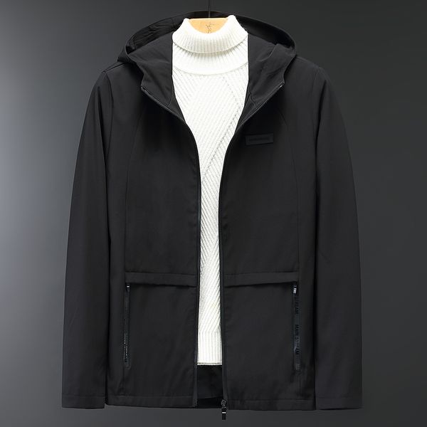 

slim-fit casual jacket men solid color spring autumn winter 2020 windproof men's coat hooded in mens jackets streetwear clothes, Black;brown