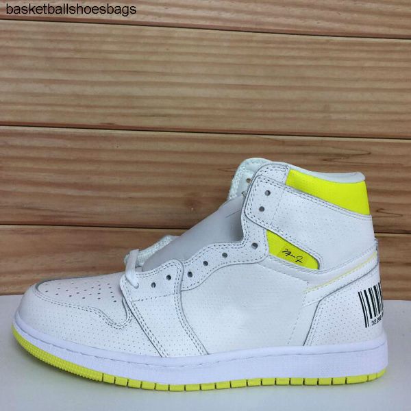 

первый новый 1s hot 1 class flight мужская мода штрих-код дизайн белый лимонно-желтый открытый тренер спортивные кроссовки дизайнерская обув