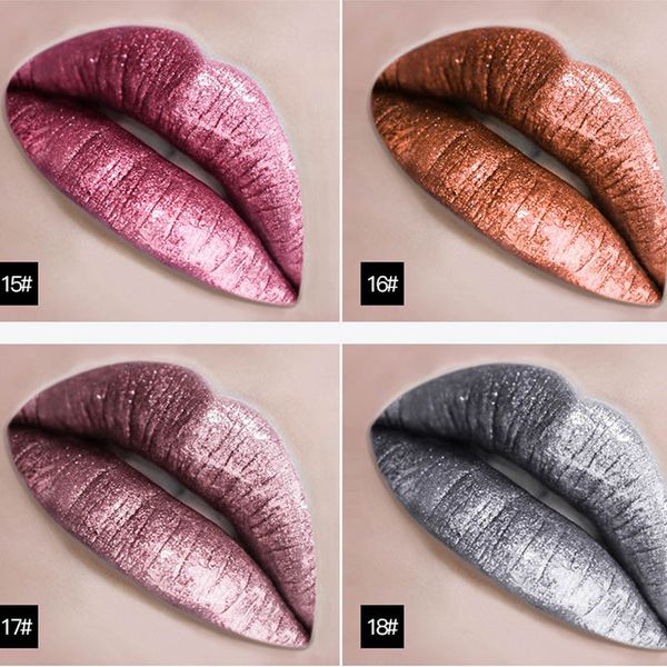 

18 color glitter lip gloss metal lips liquid lipstick waterproof metallic long-lasting shimmer lipgloss party lipstick