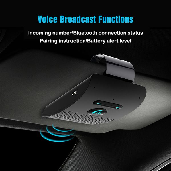 

bluetooth hands car kit hifi speaker 2w wireless audio receiver mp3 music player noise cancelling sun visor clip