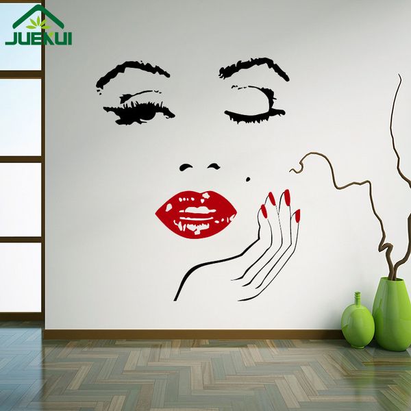 Sexy Star Marilyn Monroe Wall Sticker Girls Face With Red Lip And
