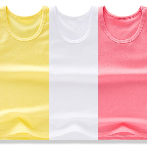 

2020 men's vest class a children's girl elastic cotton vest elastic cotton lycra candy color, Blue