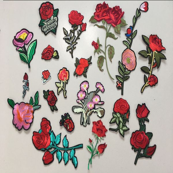 

1 piece of flower patch iron-on rose pattern diy appliques handwork decorative accessories quilting lovely useful, Black