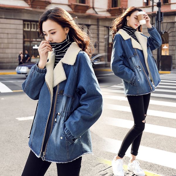 

short cowboy woman cotton dress korean-style slim fit simple fashion thick 2018 winter new style warm, Blue;black