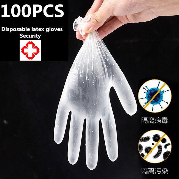 

100pcs disposable gloves food grade disposable pvc glove housework protective latex gloves transparent inspection labor protection gloves, Blue
