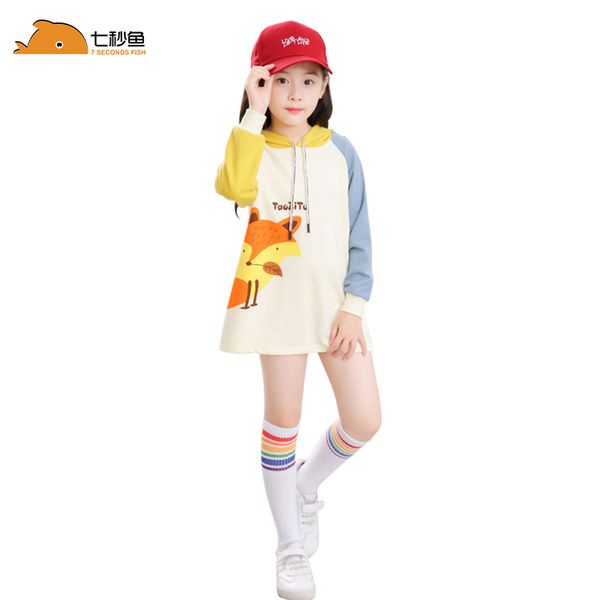 

girls long sleeve 2020 spring toddler girl shirts 2-8 year tee shirt fille animal print t-shirt cotton 7 seconds fish brand y200704, Blue