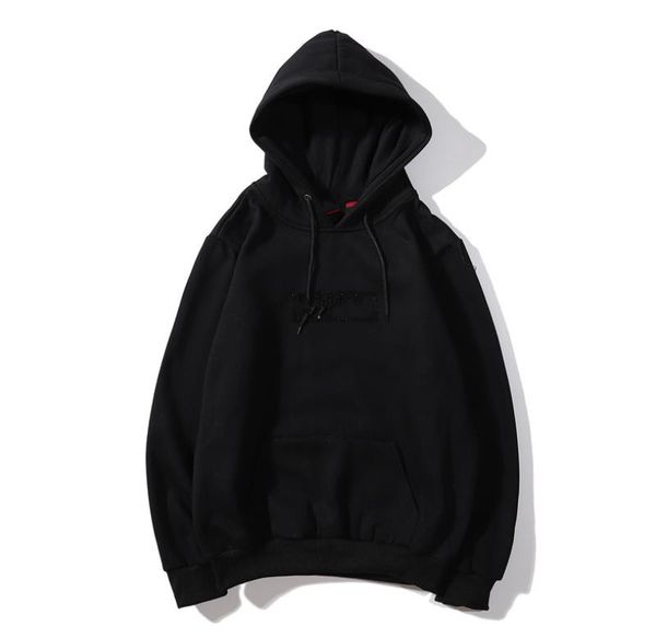 

mens designer brand hoodies me autumn box 19ss crystal rhinestone letters printed hooded hoodies, Black