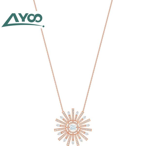 

ayoo 1:1 swa noble sun pattern sunflower necklace female clavicle chain pendant jewelry gift, Silver