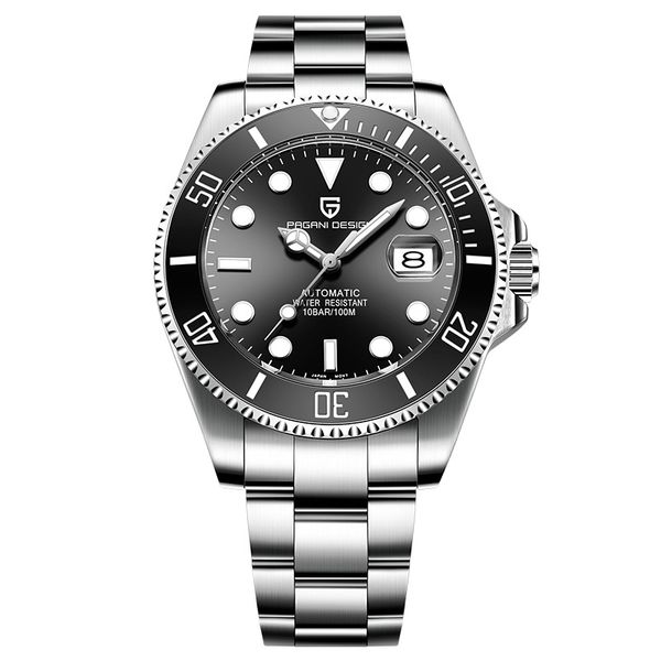 

quality men watches automatic mechanical luxury design 30m waterproof fashion business sport mens man wristwatches 2019, Slivery;brown