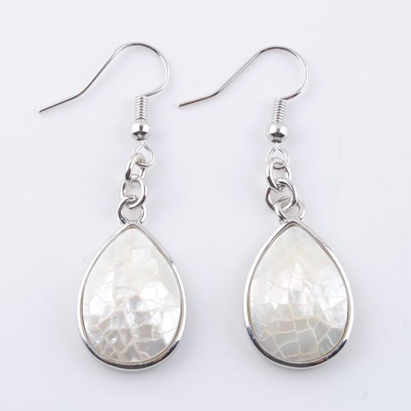 

wojiaer teardrop natural seashell drop серьги раковина морского ушка простой дизайн уха ювелирные изделия серебро мотаться серьги подходят д, Silver