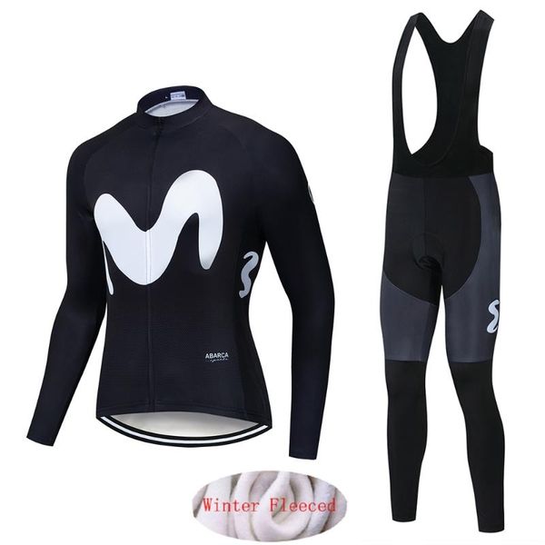 

2020 team winter thermal fleece long clothes set mens cycling jersey bib long bike bicycle ropa ciclismo bike clothing, Black;blue