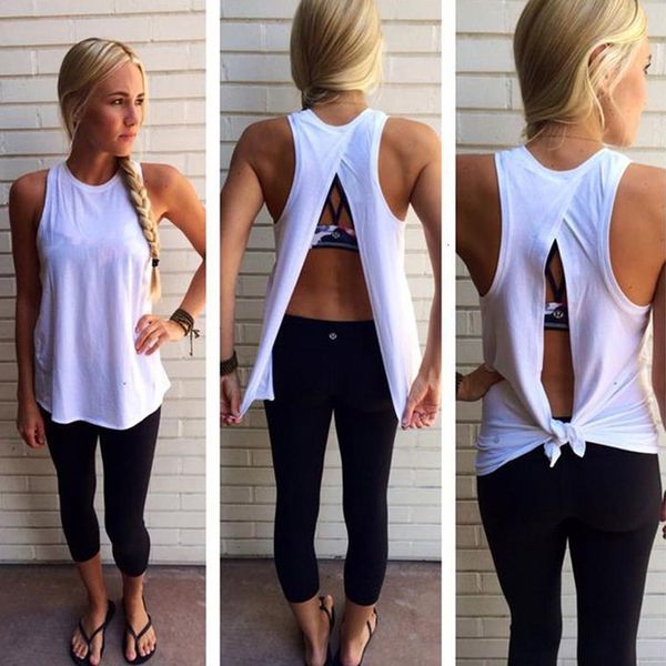 

cotton tank summer 2019 basic t shirt fashion tanks solid comfortable cotton sleeveless backless workout camisole vest, White